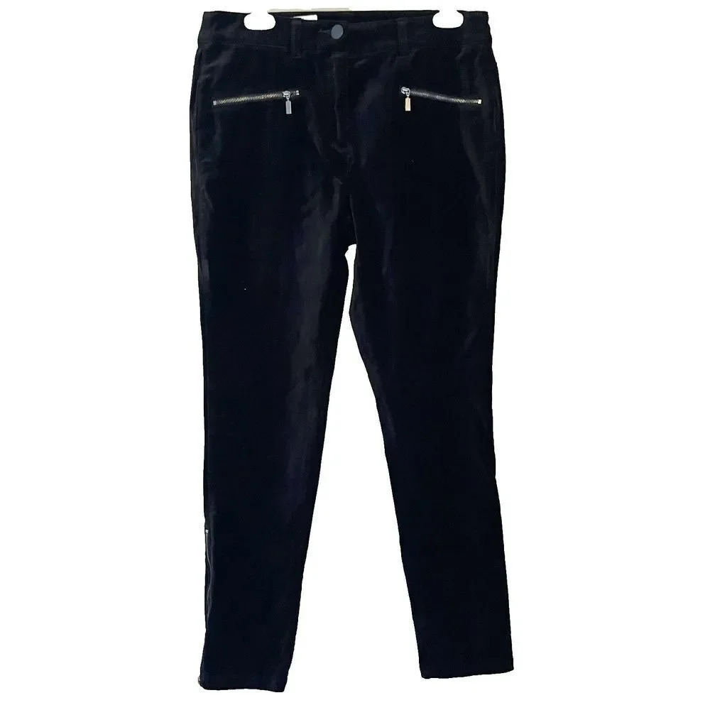 Chicos Black Label Womens Velvet Ankle Jeans Small/0 Formal Zip Pockets Work